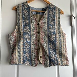 Liz Claiborne Multicolor Floral Button Down Vest